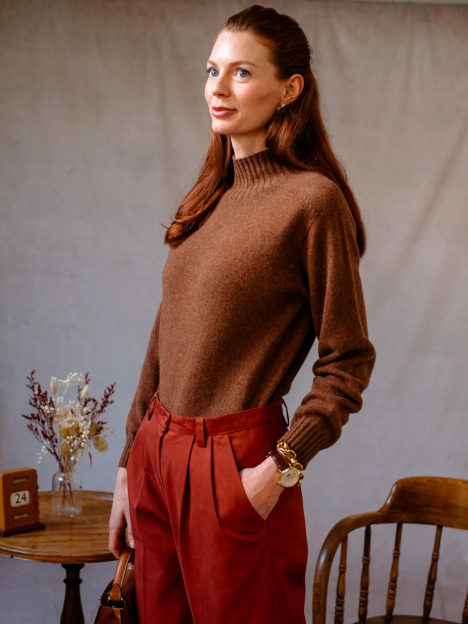 Auld Stock Geelong Lambswool Funnel Neck Jumper - Image 2