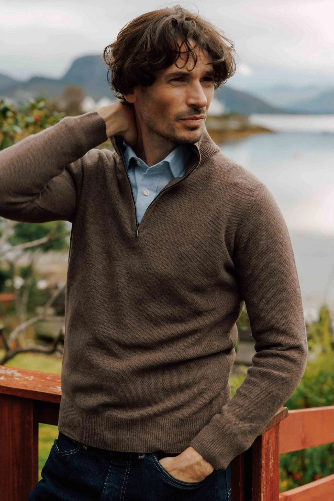 Auld Stock Piquet Quarter Zip Jumper