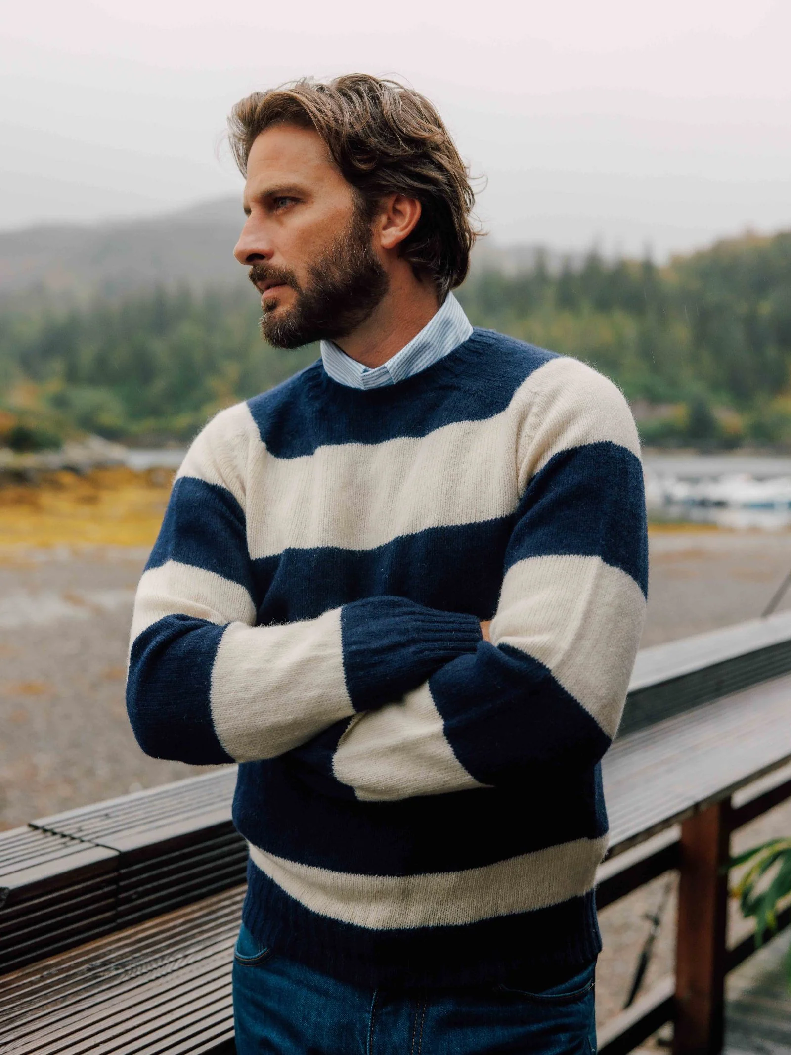 Auld Stock Shetland Stripe Crew Jumper - Image 3