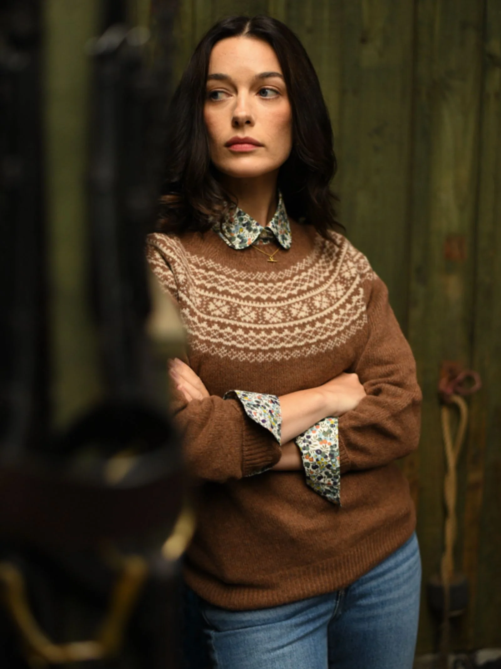 Auld Stock Two-Colour Fairisle Yoke Jumper