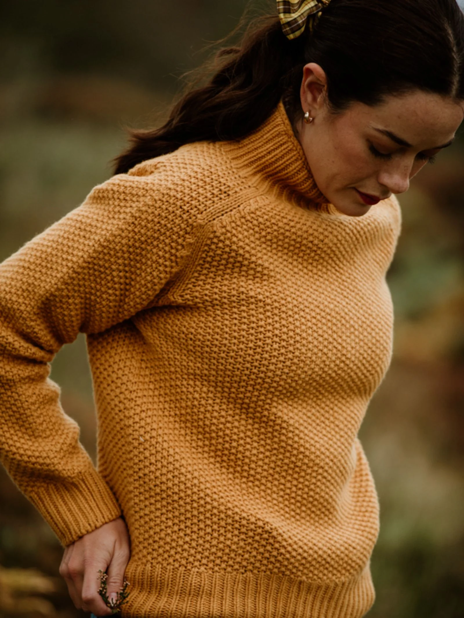 Auld Stock Chunky Moss Stitch Polo Jumper