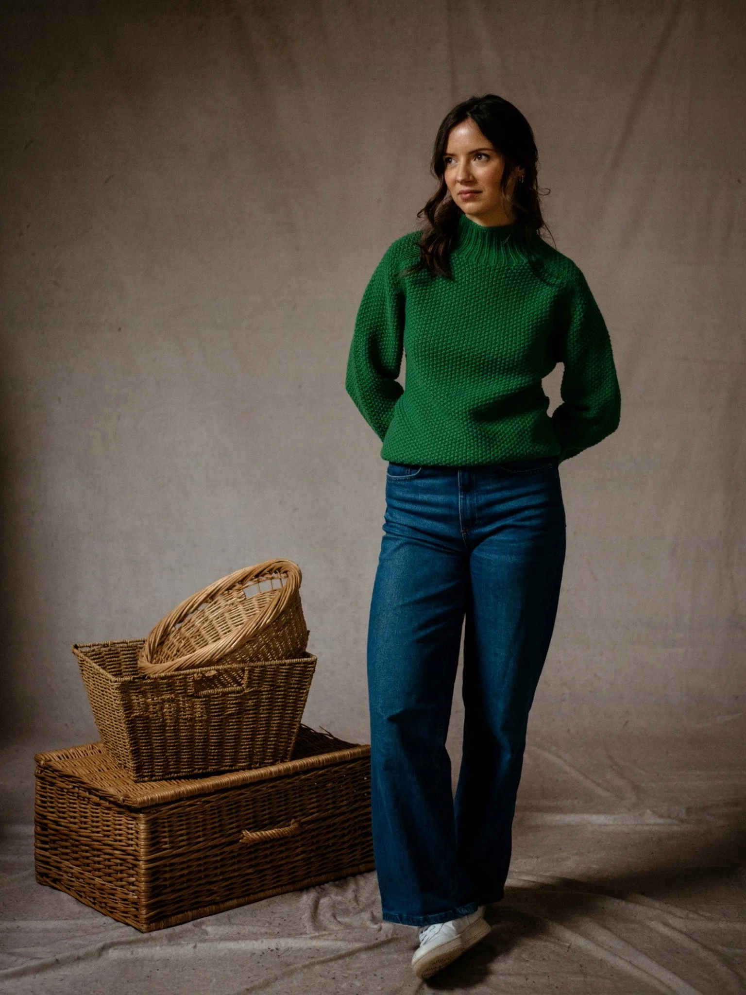 Auld Stock Chunky Moss Stitch Polo Jumper - Image 3