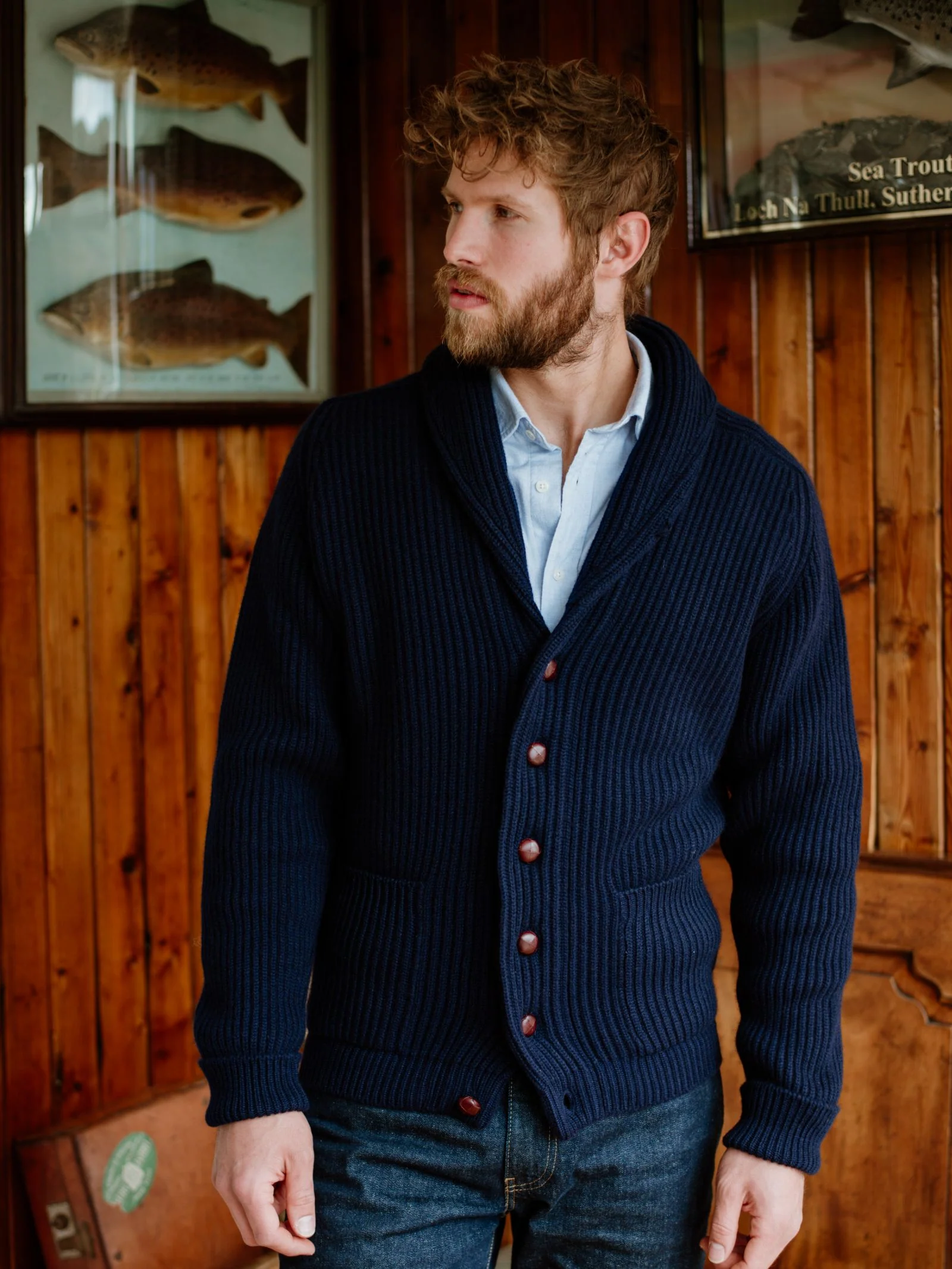 Cashmere Shawl Collar Cardigan - Image 5