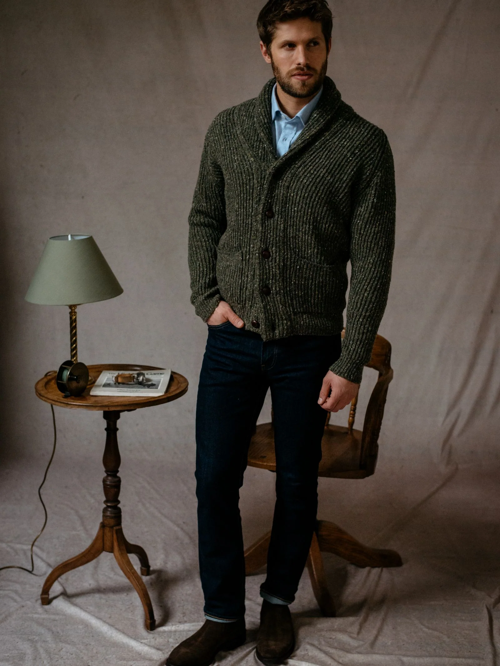 Donegal Lambswool Shawl Collar Cardigan - Image 3