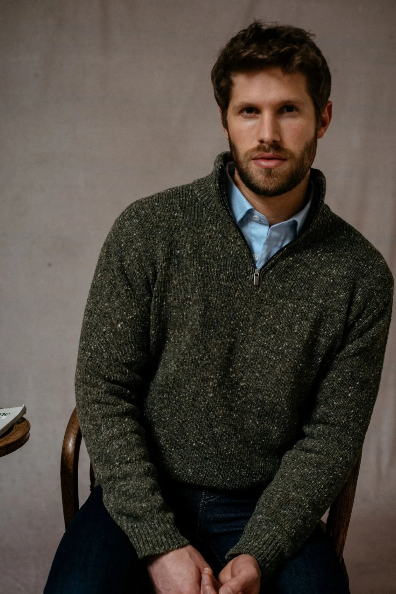 Auld Stock Donegal Lambswool Zip Neck Jumper - Image 4