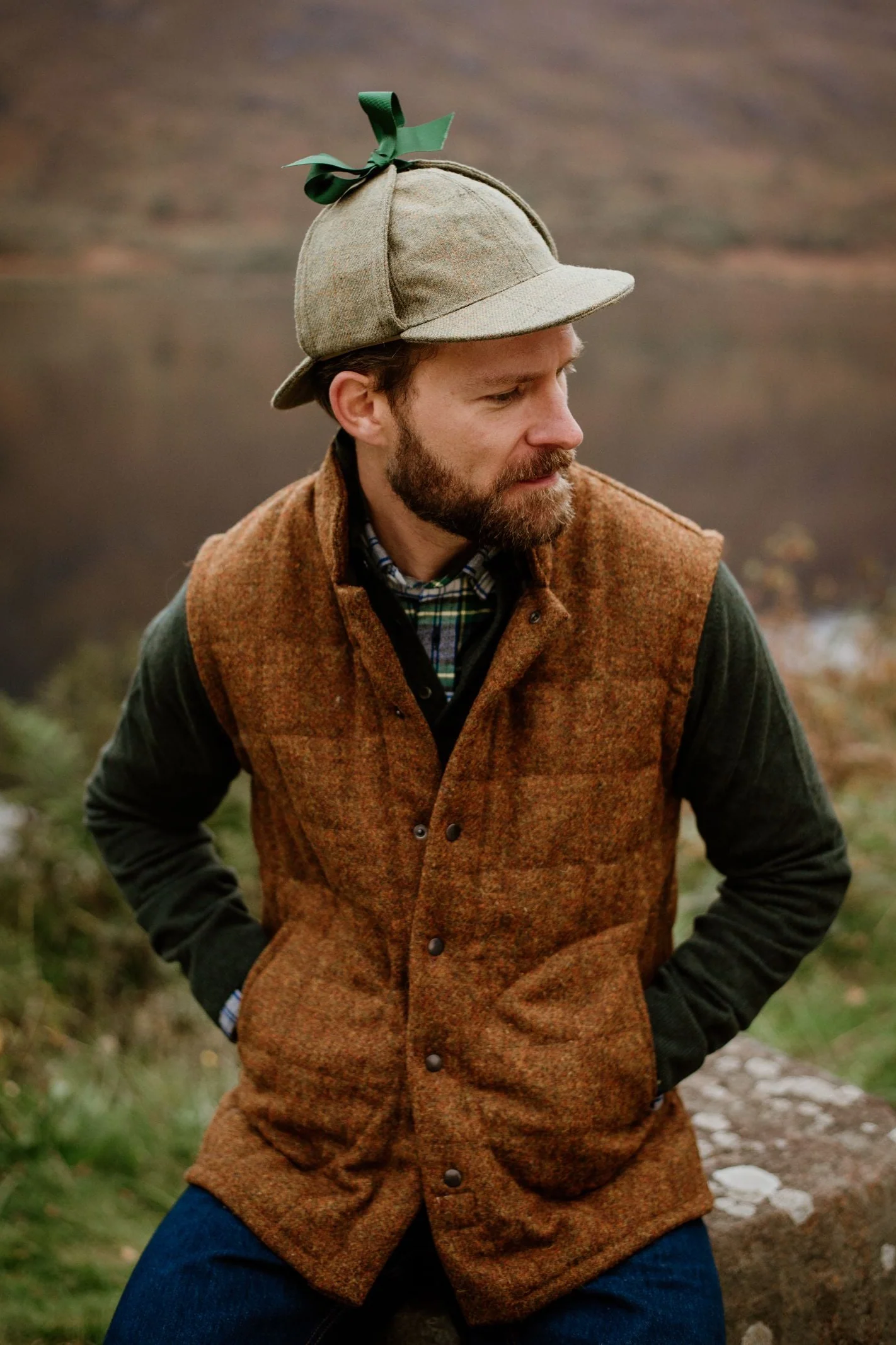 Auld Stock Harris Tweed Quilted Gilet