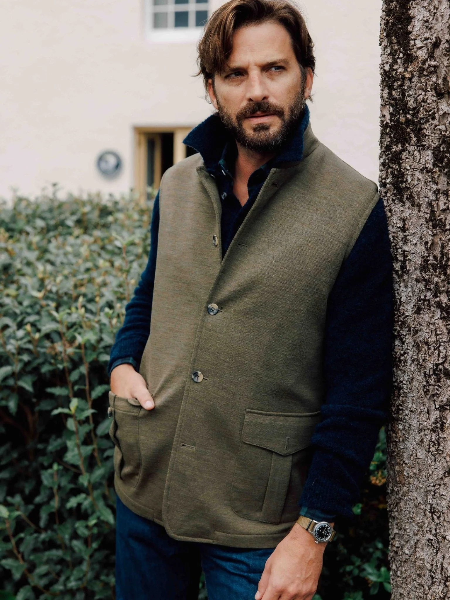 Auld Stock Knitted Nehru Gilet