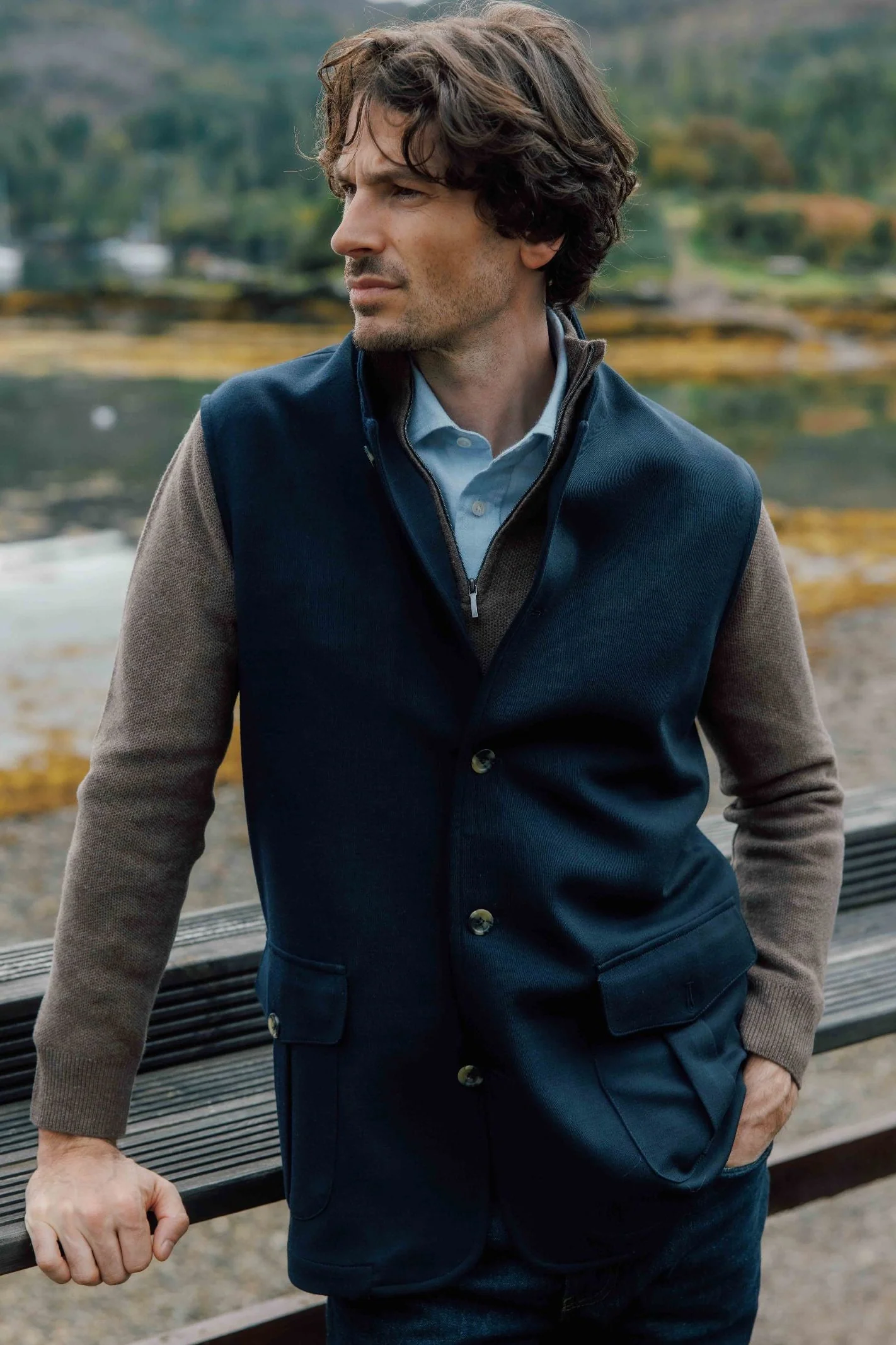 Auld Stock Knitted Nehru Gilet - Image 2