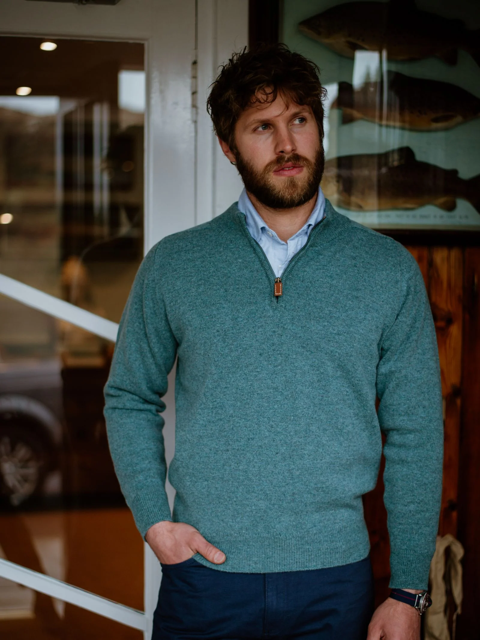 Lambswool Quarter Zip Jumper - Image 7