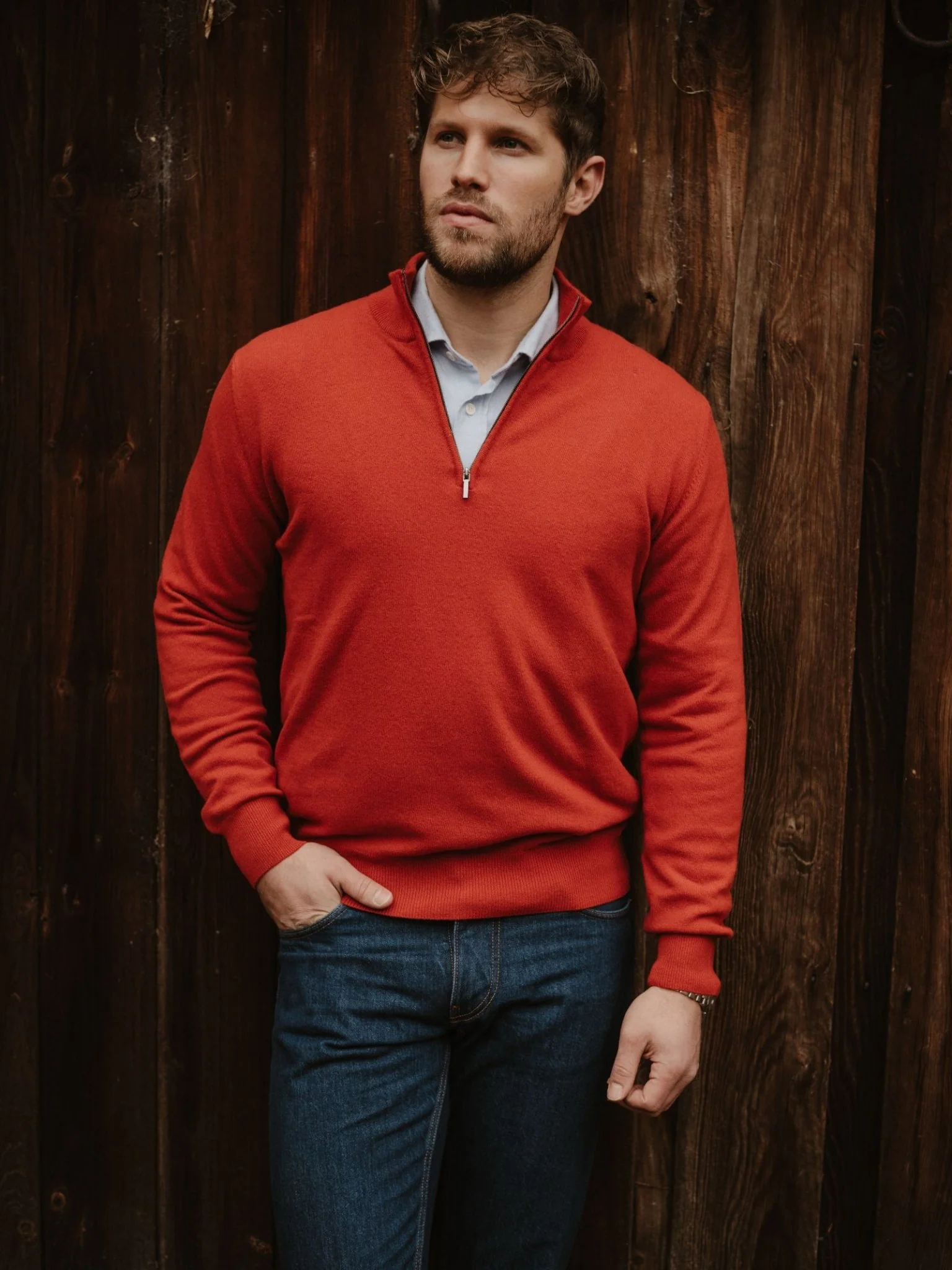Merino & Cashmere Quarter Zip Jumper - Image 11