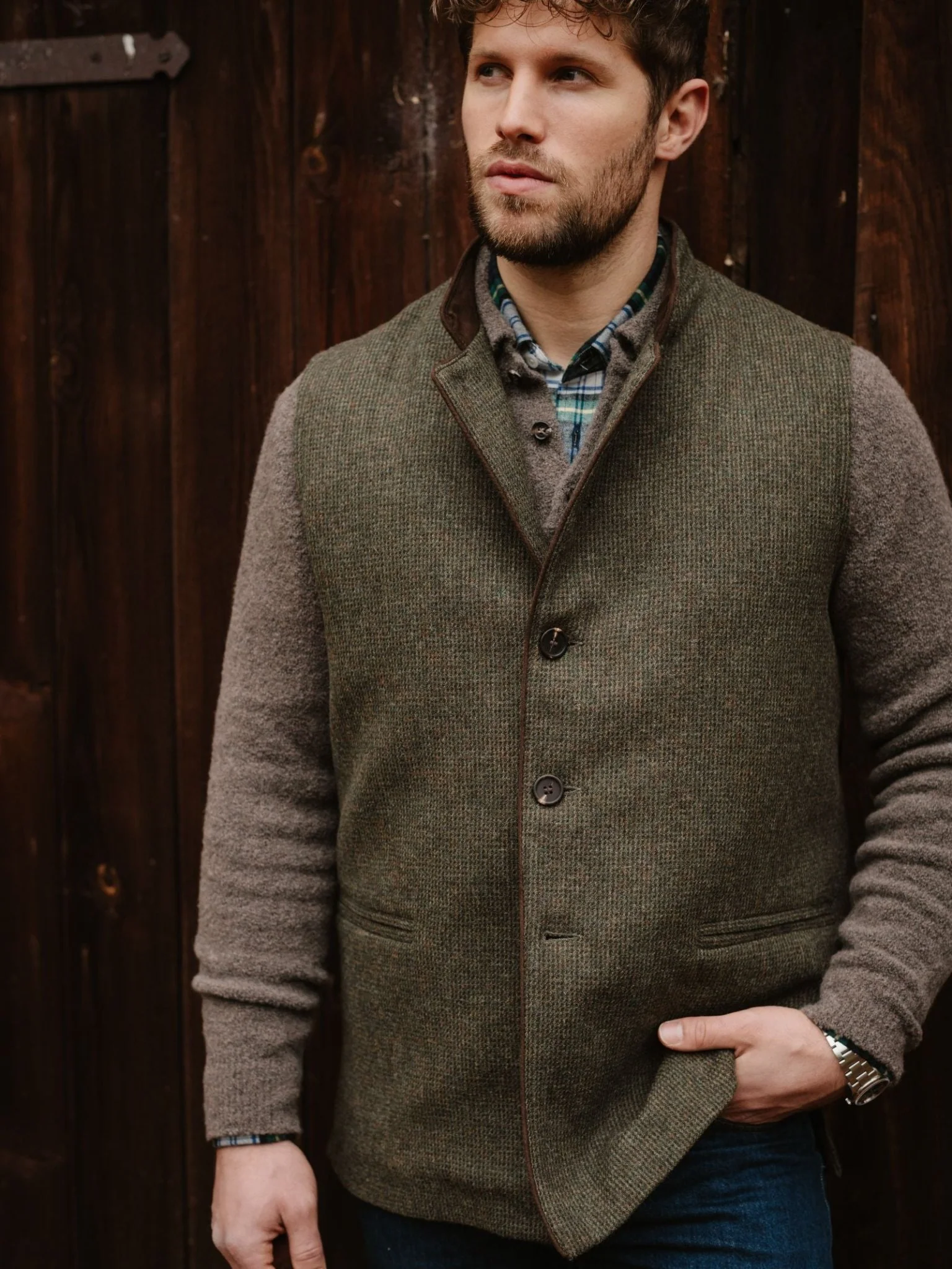 Tweed Nehru Gilet - Image 7
