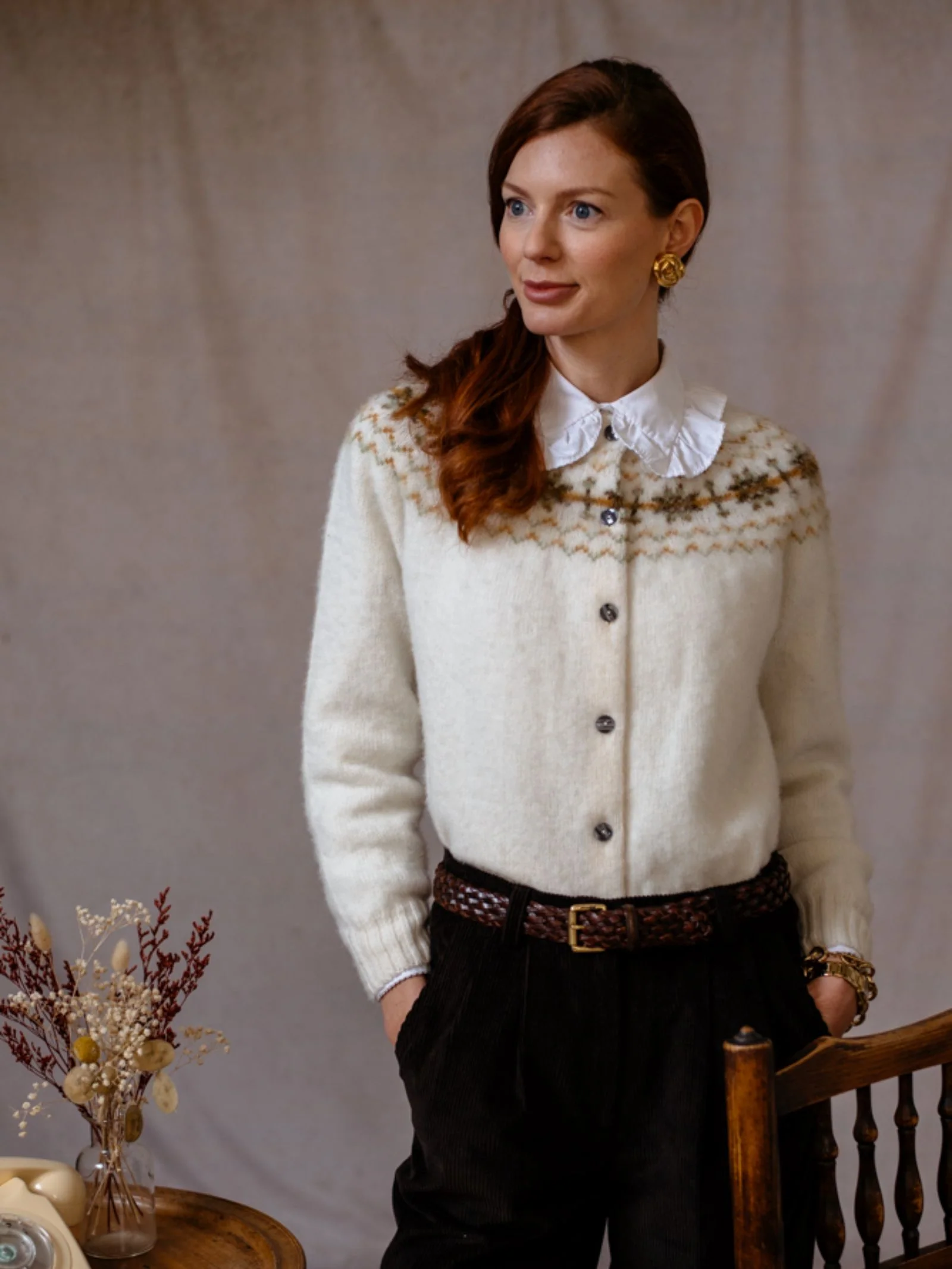 Brushed Shetland Fairisle Cardigan - Image 4