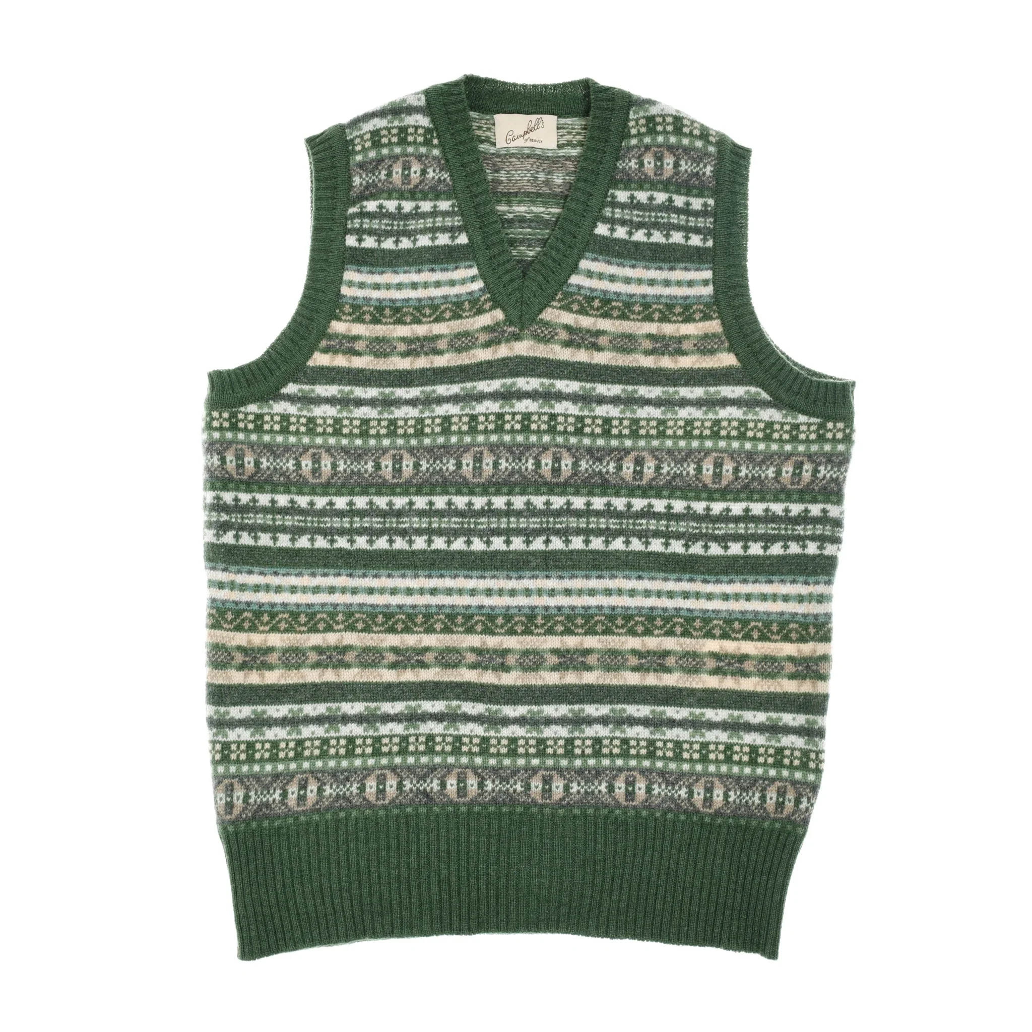 Auld Stock Cashmere V-Neck Fairisle Slipover - Image 5