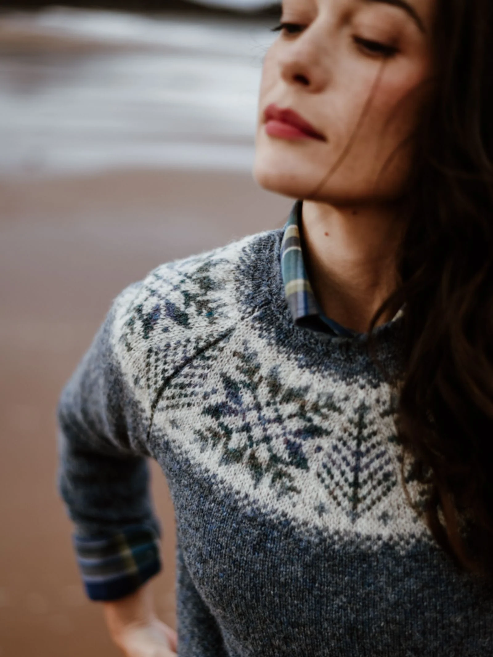 Auld Stock Shetland Wool Snowflake Crew Jumper - Image 2