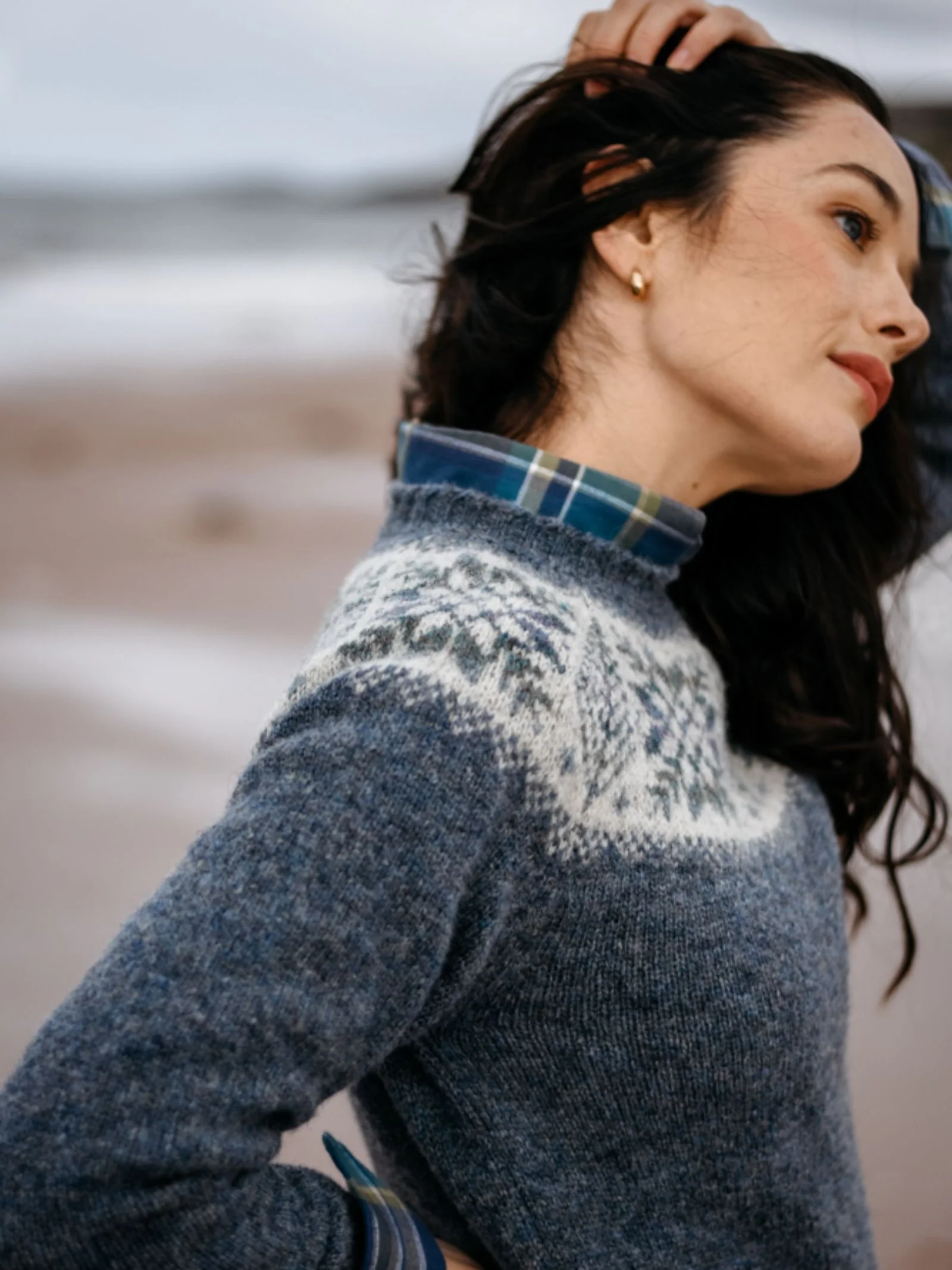 Auld Stock Shetland Wool Snowflake Crew Jumper - Image 3