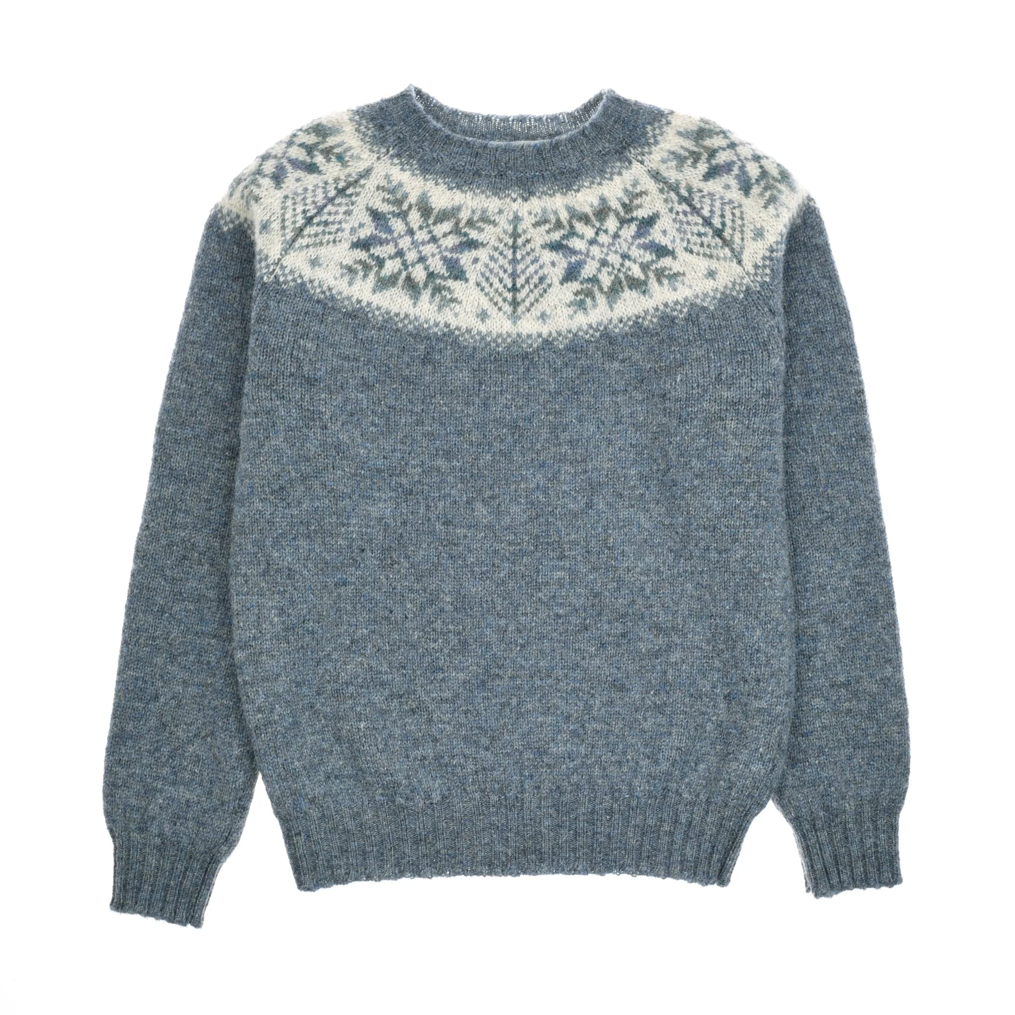 Auld Stock Shetland Wool Snowflake Crew Jumper - Image 4