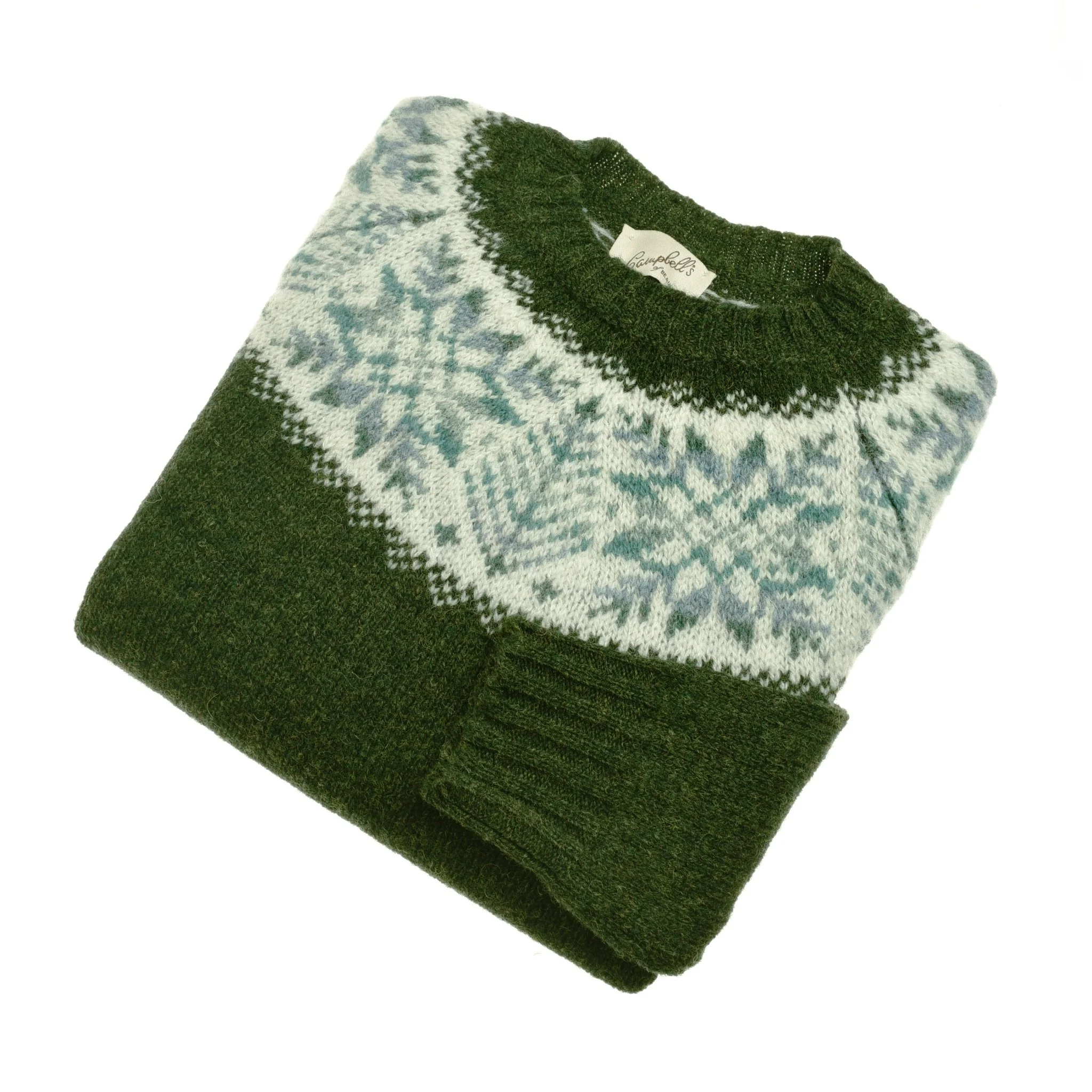 Auld Stock Shetland Wool Snowflake Crew Jumper - Image 5