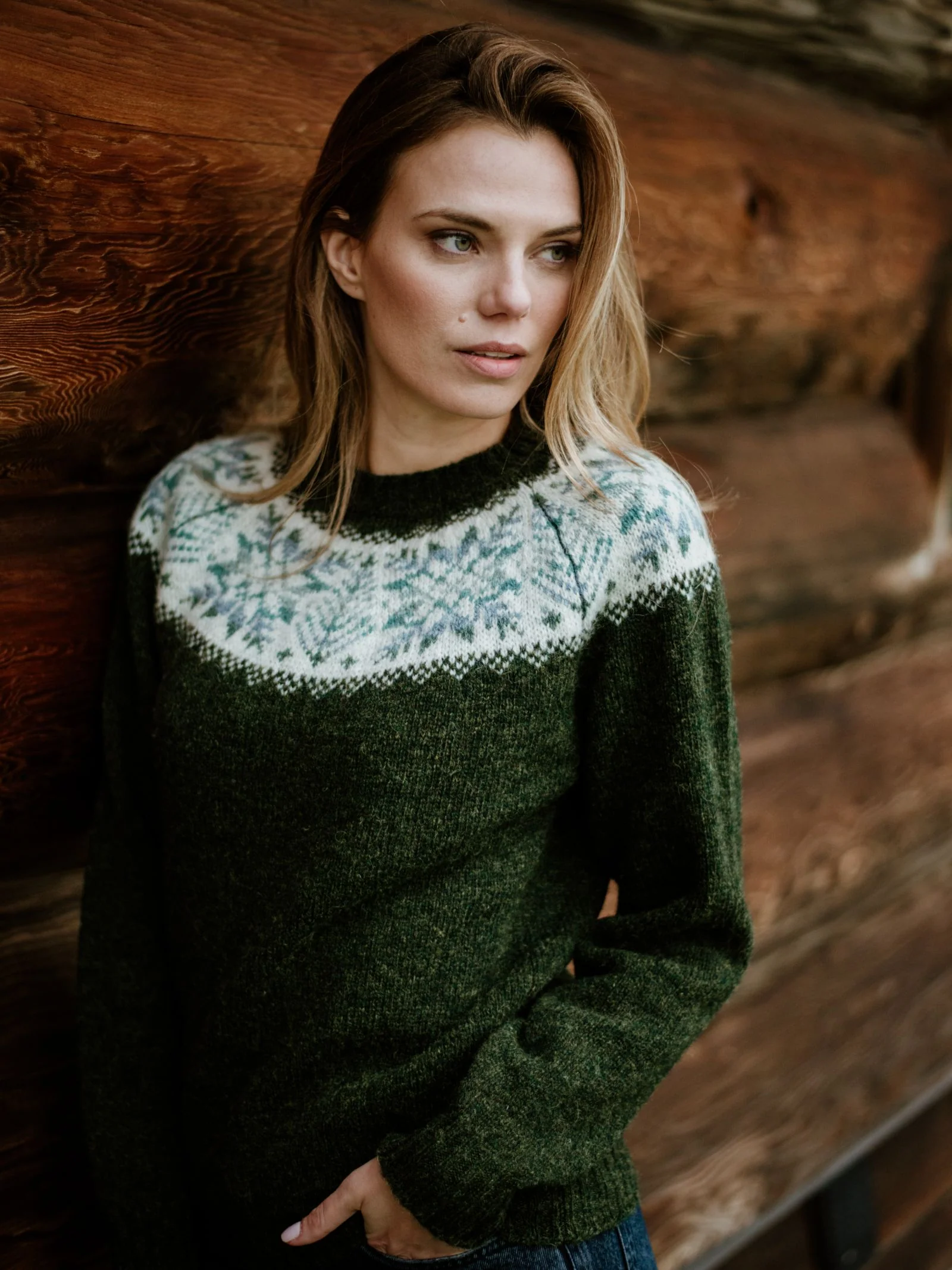 Auld Stock Shetland Wool Snowflake Crew Jumper - Image 7