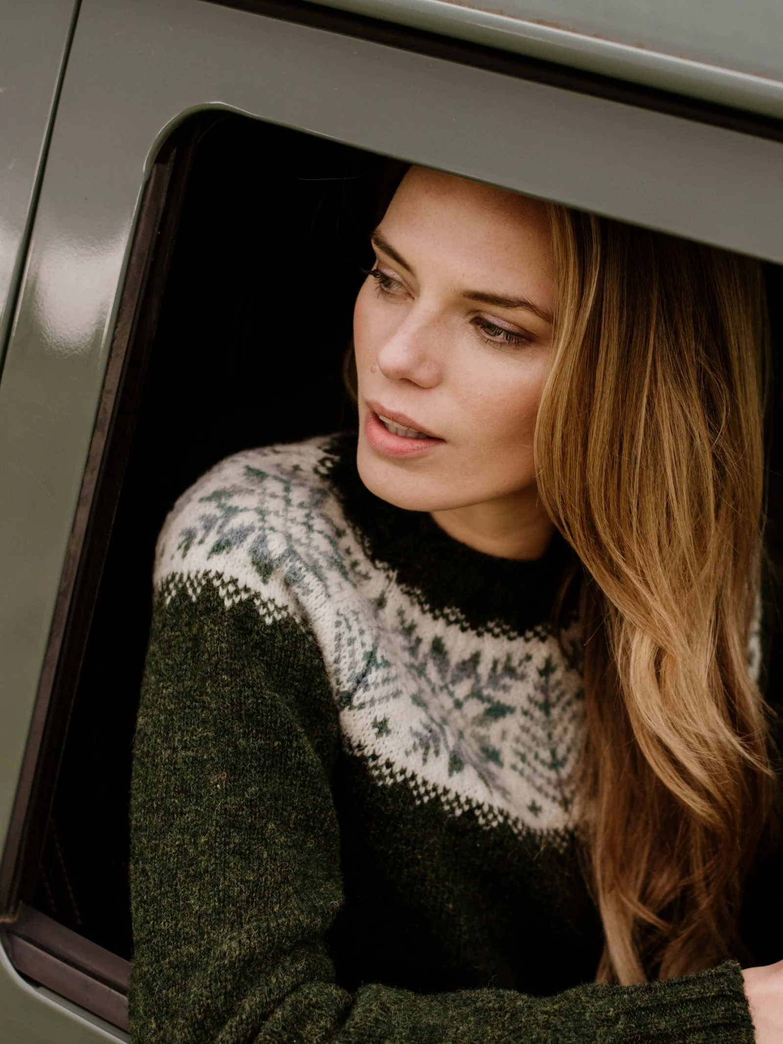 Auld Stock Shetland Wool Snowflake Crew Jumper - Image 8