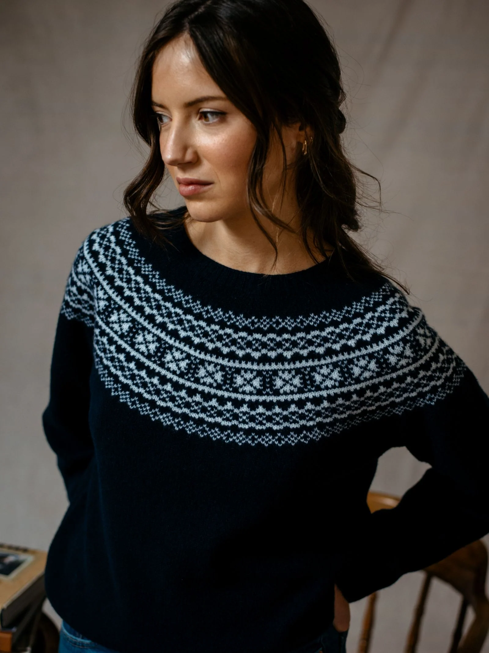 Two-Colour Fairisle Yoke Jumper - Image 2